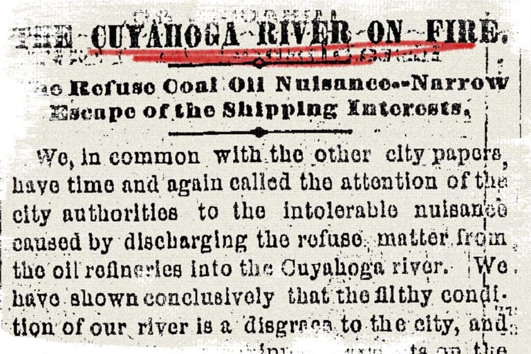 The Cleveland Plain Dealer reports the Cuyahoga River caught fire on August 29, 1868.