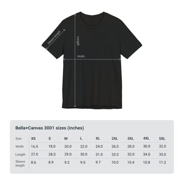 Bella+Canvas 3001 t-shirt size chart