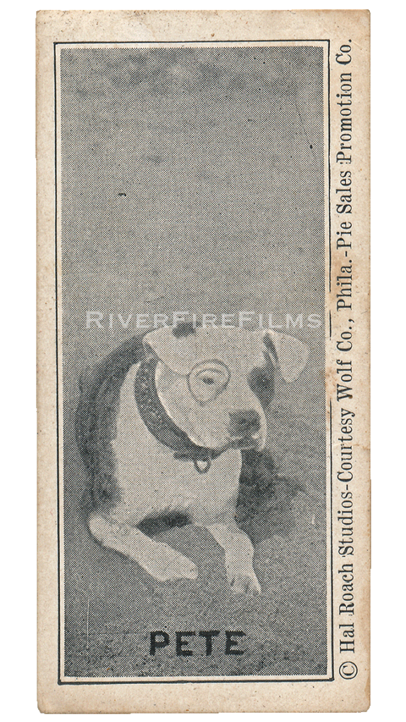 Pete the Pup of the Our Gang television show on a trading card from 1929.