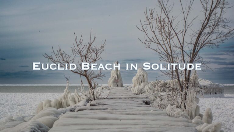 Ice art forms from Lake Erie at Euclid Beach Park in Cleveland, Ohio.